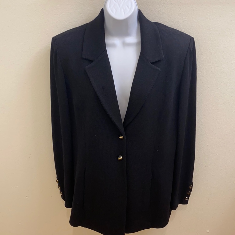 St John Black Knit Cardigan Sweater M